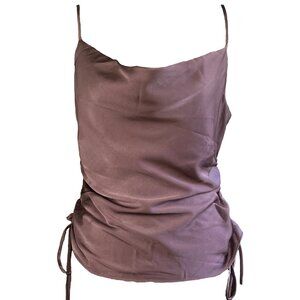 NWOT Black tape | Plum Satin Camisole with Ruched Sides | M